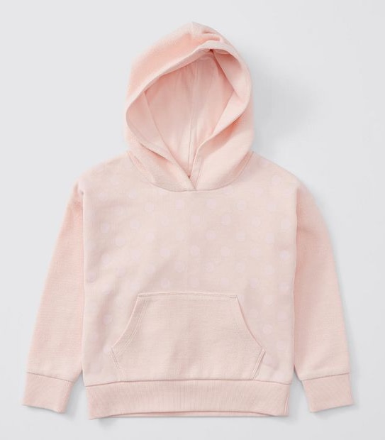 Polka Dot Print Pullover Hoodie - Pink