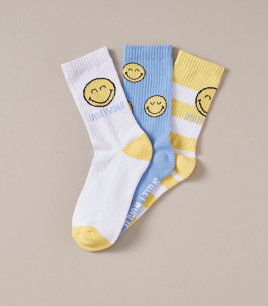 3 Pack Smiley Crew Cut Socks