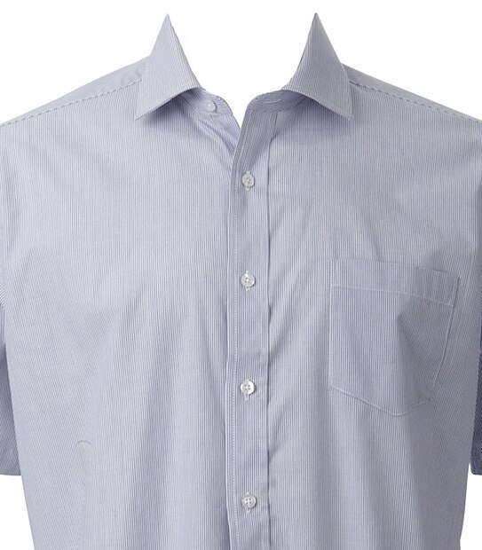 Men's Short Sleeve Fine Stripe Business Shirt - Sky / White