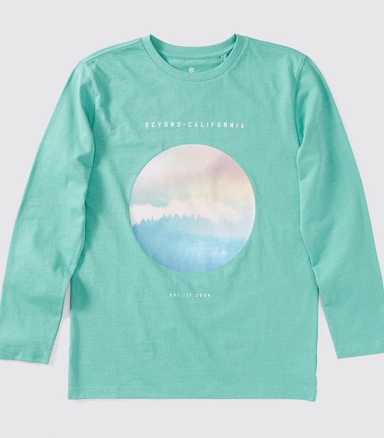 California Print Long Sleeve Top - Green
