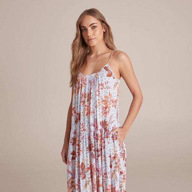 Resort Crinkle Tiered Midi Dress
