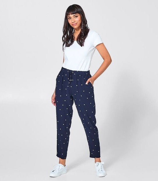 Soft Jogger Pants - Navy Blue Geo Print