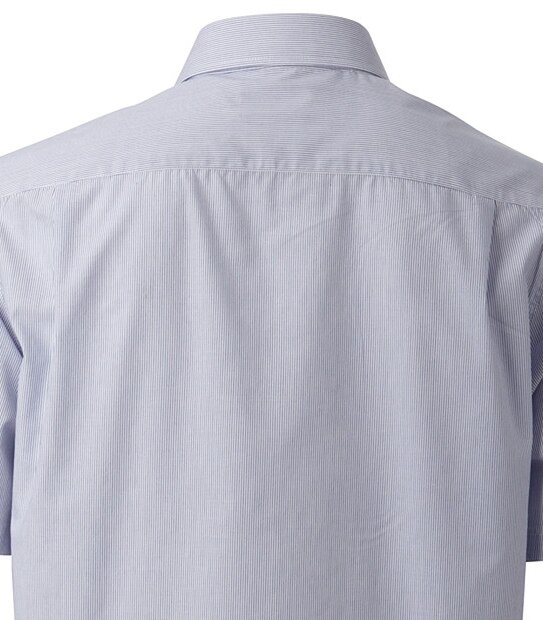 Men's Short Sleeve Fine Stripe Business Shirt - Sky / White