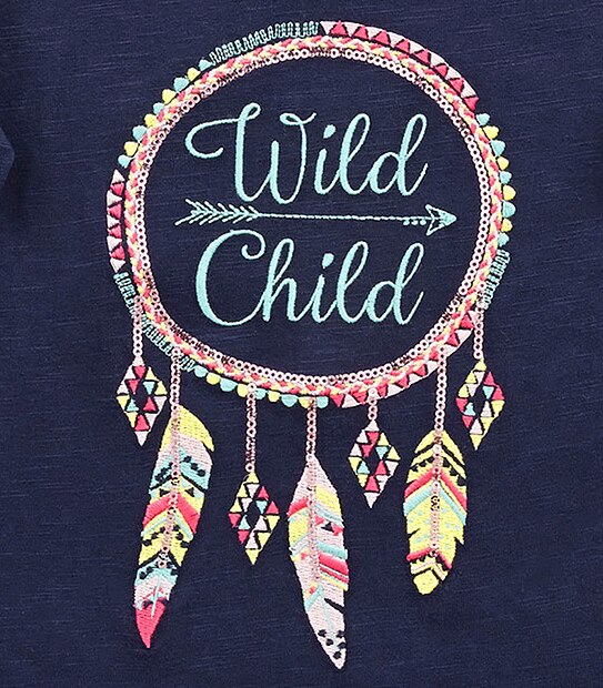 Long Sleeve Embroidered Dream Catcher T-Shirt