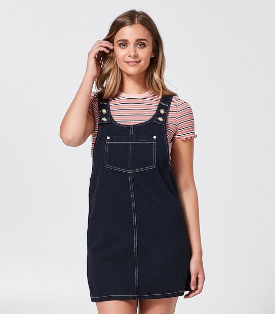SBRN Denim Pinafore with Pocket - Dark Wash Blue