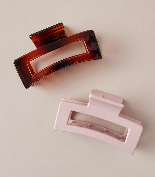 2 Pack Large Square Claw Clips  - Pink/Tortoishell