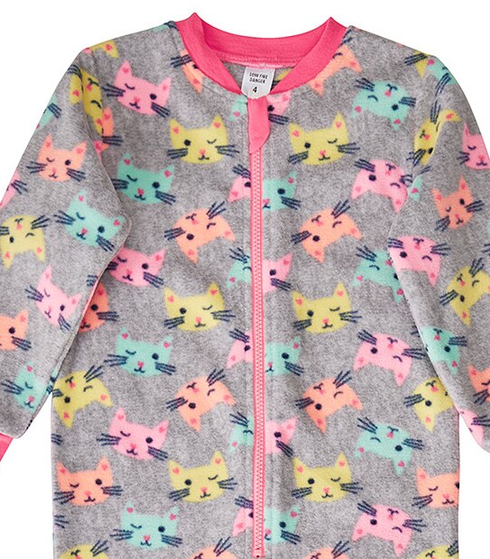 Cat Print Fleece Sleepsuit