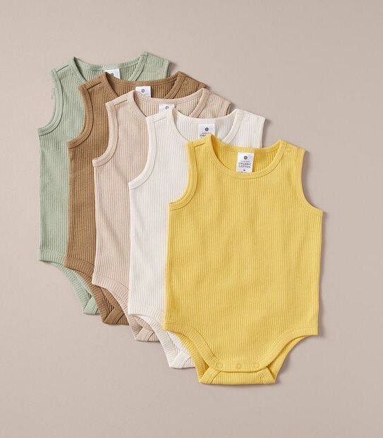 S23 246342_02 UNI SL RIB 5PK BODYSUIT OLIVNTE/BRWN