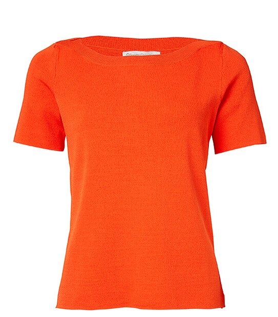 Dry Knit Boat Neck Top - Cherry Tomato