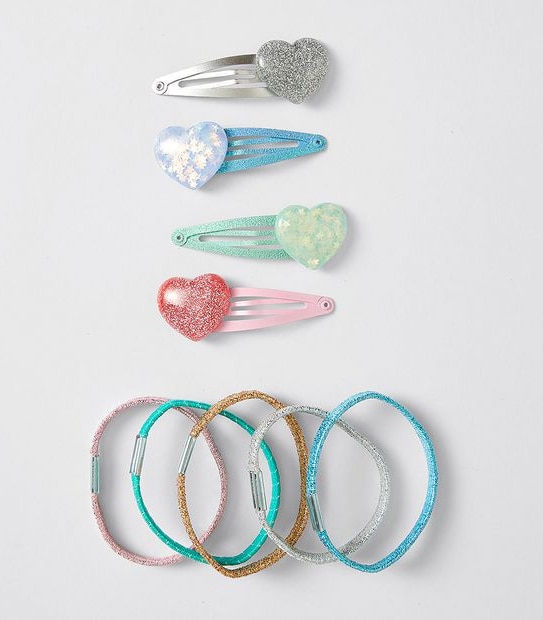 Kids Heart Clips and Ties Set