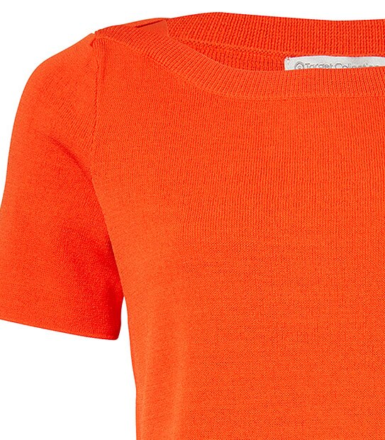 Dry Knit Boat Neck Top - Cherry Tomato