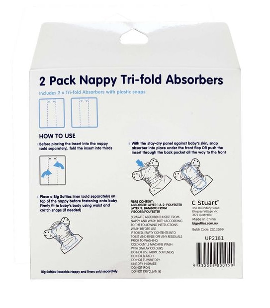 Big Softies 2 Pack Towelling Nappy Absorber