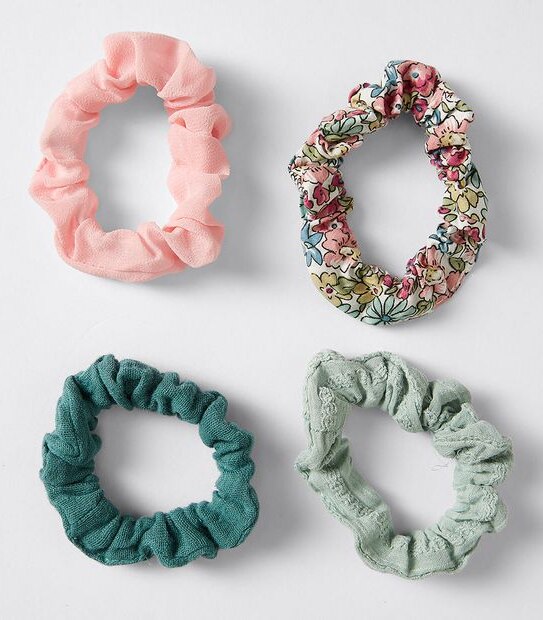 Kids Ditsy Solid Scrunchies 4 Pack
