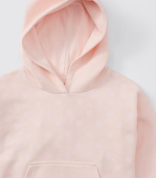 Polka Dot Print Pullover Hoodie - Pink