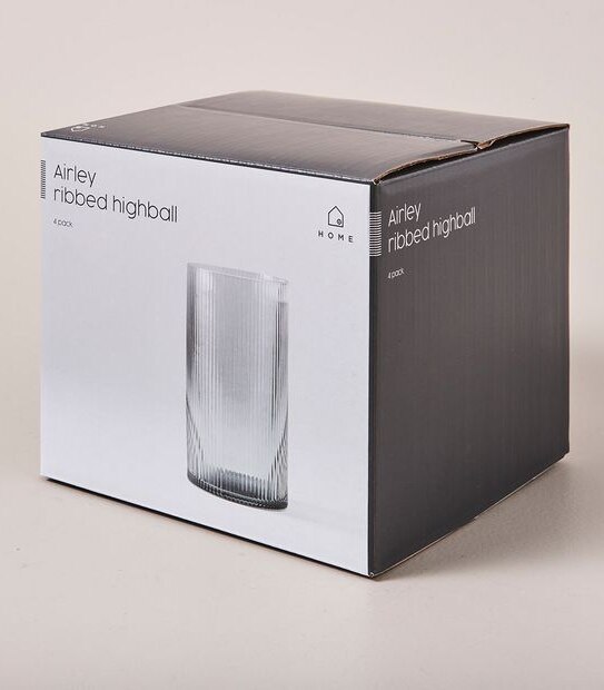 4 Pack Airley Ribbed Highball Glasses