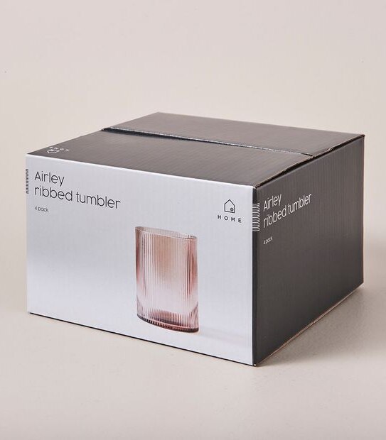 4 Pack Airley Ribbed Tumbler Glasses
