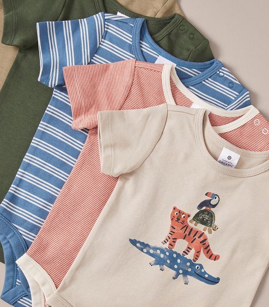 5 Pack Baby Organic Cotton Bodysuits