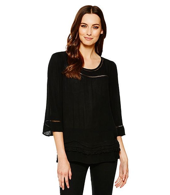 Button Back Top - Black