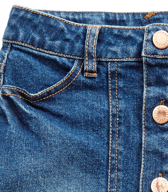Button Front Denim Skirt