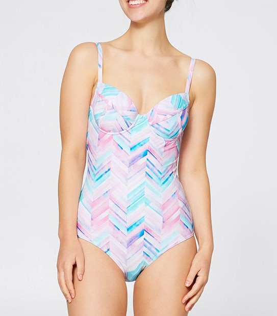 Chevron Underwire One Piece Swimsuit