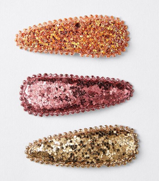Kids Glitter Snap Hairclips 3 Pack