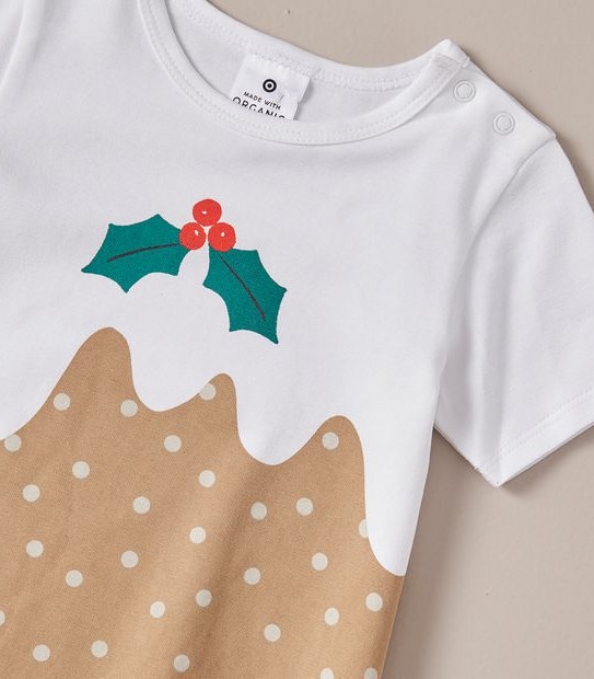 Baby Organic Cotton Christmas Pudding Bodysuit 2 of 5