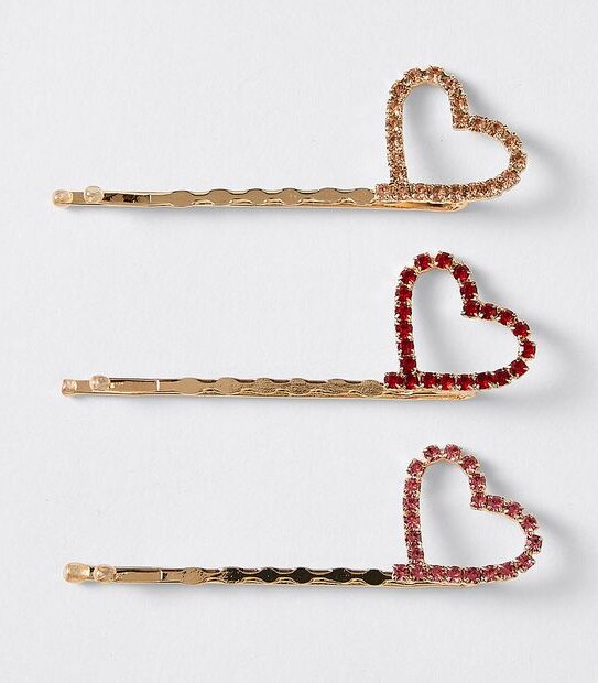 Kids Gem Hearts Hairclips 3 Pack