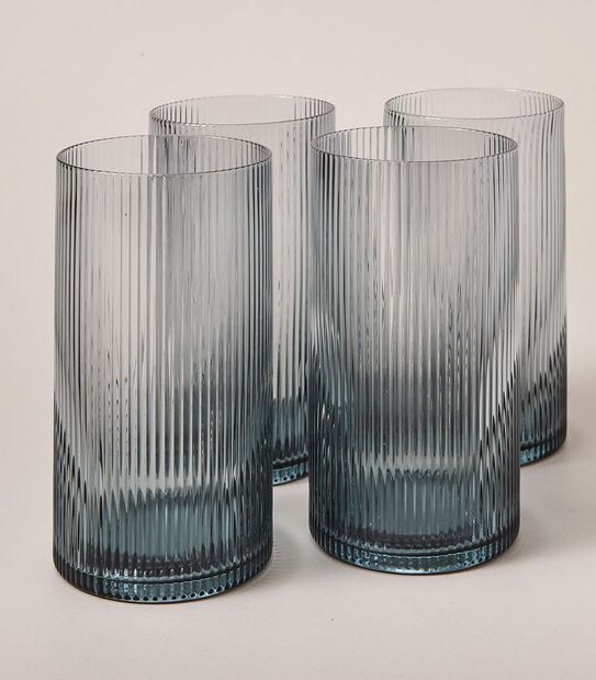 4 Pack Airley Ribbed Highball Glasses