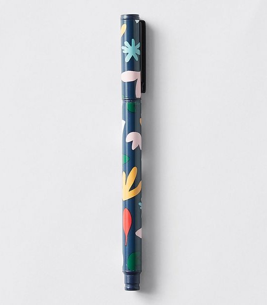 Paper Crane Metal Gel Pen - Navy Floral