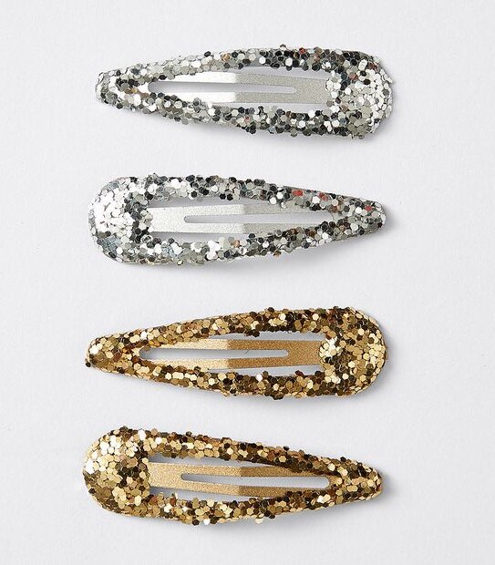Kids Glitter Snap Hairclips 4 Pack