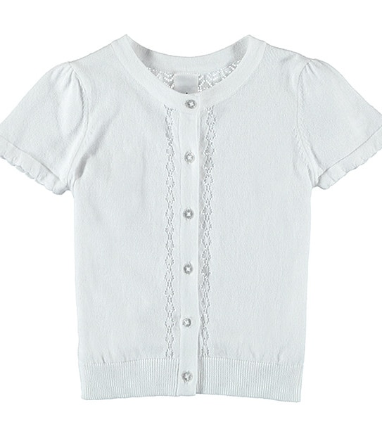 Girls' Short Sleeve Pointelle Knit Cardigan