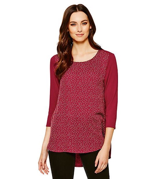 Woven Front Top - Red Polka Dot