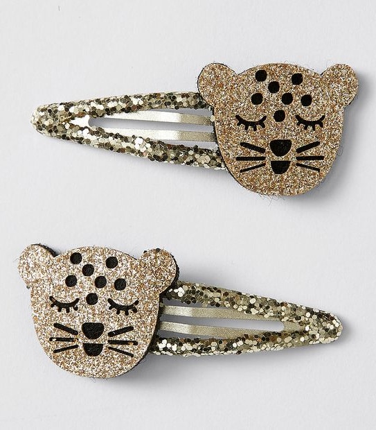 Kids Leopard Face Hairclips 2 Pack