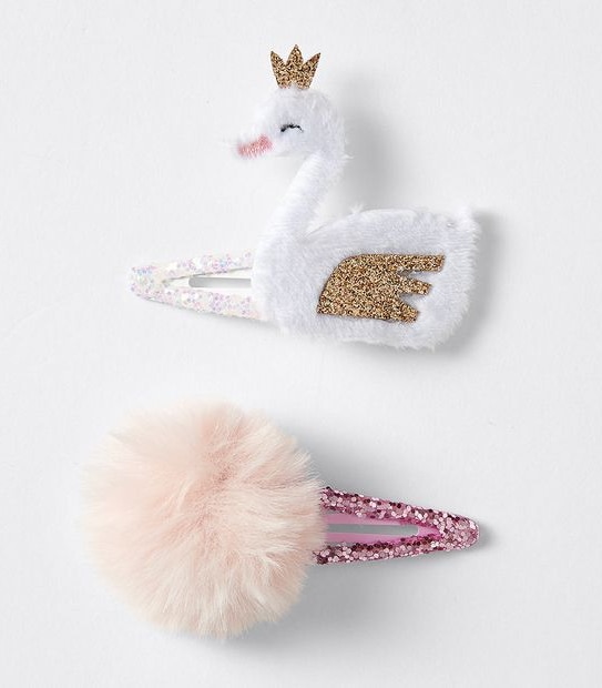 Kids Swan Set Hairclips 2 Pack