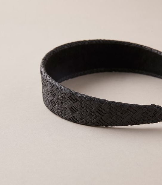 Flat Large Woven Headband - Black