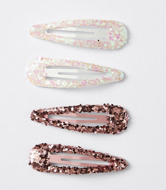Kids Glitter Snap Hairclips 4 Pack