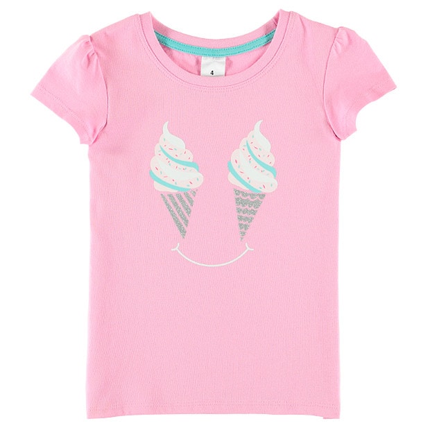 Girls' Short Sleeve Smile Print T-Shirt