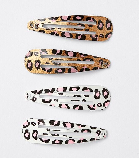 Kids Leopard Snap Hairclips 4 Pack