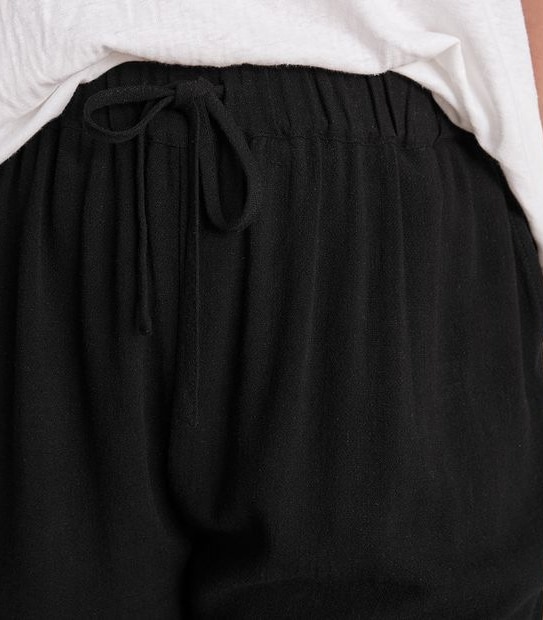 Curve Linen Blend Tie Waist Shorts