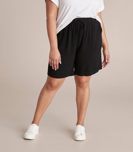 Curve Linen Blend Tie Waist Shorts