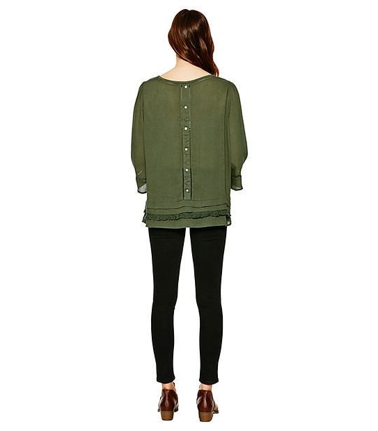 Button Back Top - Olive