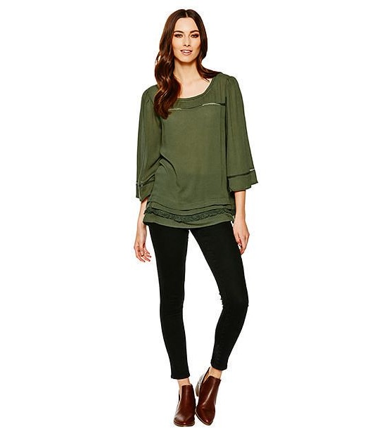 Button Back Top - Olive