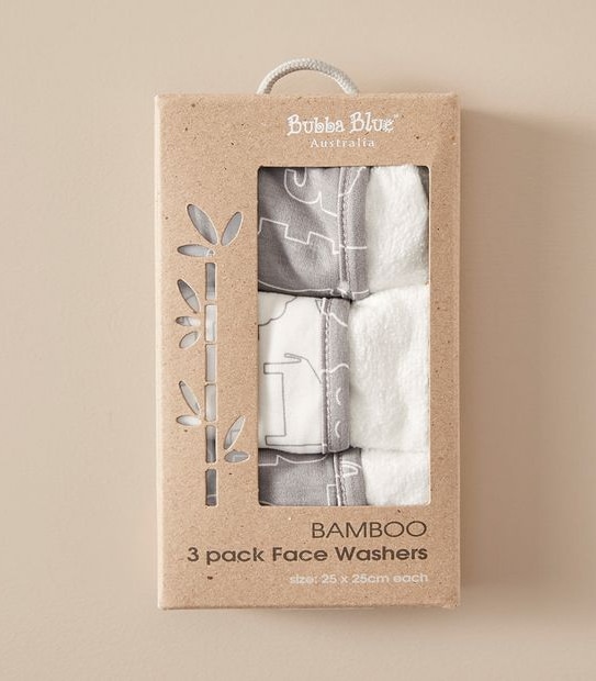 Bubba Blue Bamboo 3 Pack Face Washers