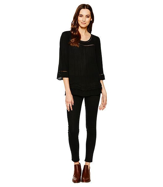 Button Back Top - Black