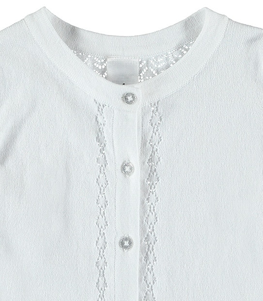 Girls' Short Sleeve Pointelle Knit Cardigan