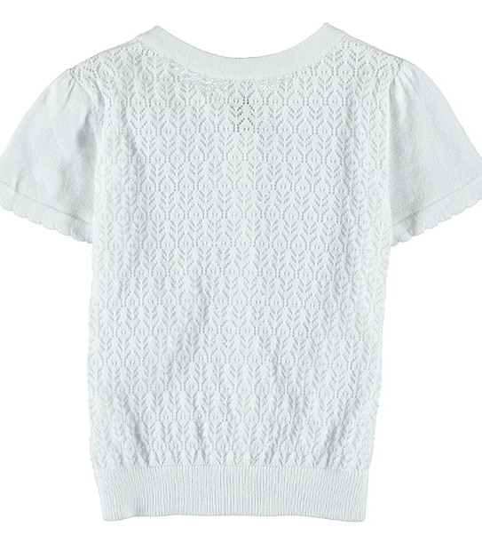 Girls' Short Sleeve Pointelle Knit Cardigan
