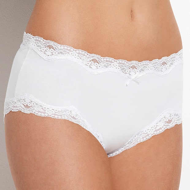 Lace Trim Boyleg Briefs - White