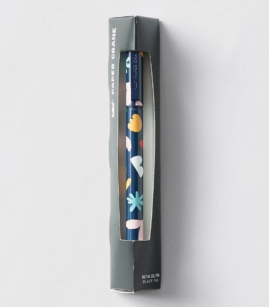 Paper Crane Metal Gel Pen - Navy Floral