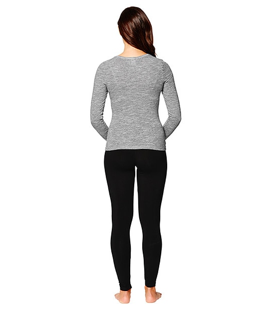 Wool Blend Long Sleeve Thermal Top - Silver