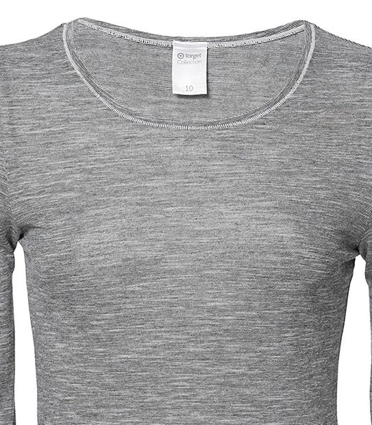 Wool Blend Long Sleeve Thermal Top - Silver